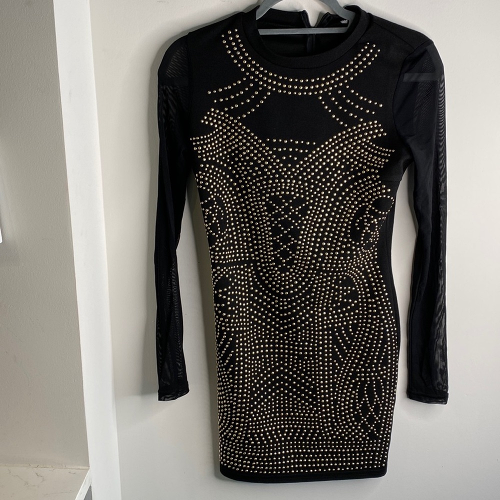 Studded black dress winter dress